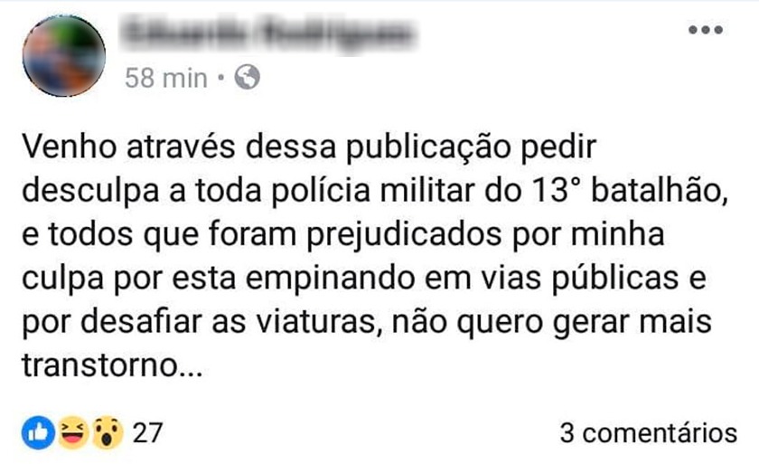 O homem diz ter supostamente realizado manobras perigosas - Arquivo/JPNEWS