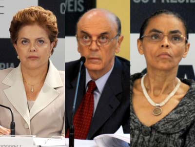 Os três candidatos mais bem colocados na pesquisa -