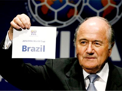 O presidente da FIFA, Joseph Blatter durante o evento que anunciou o Brasil como sede da Copa de 2014 -
