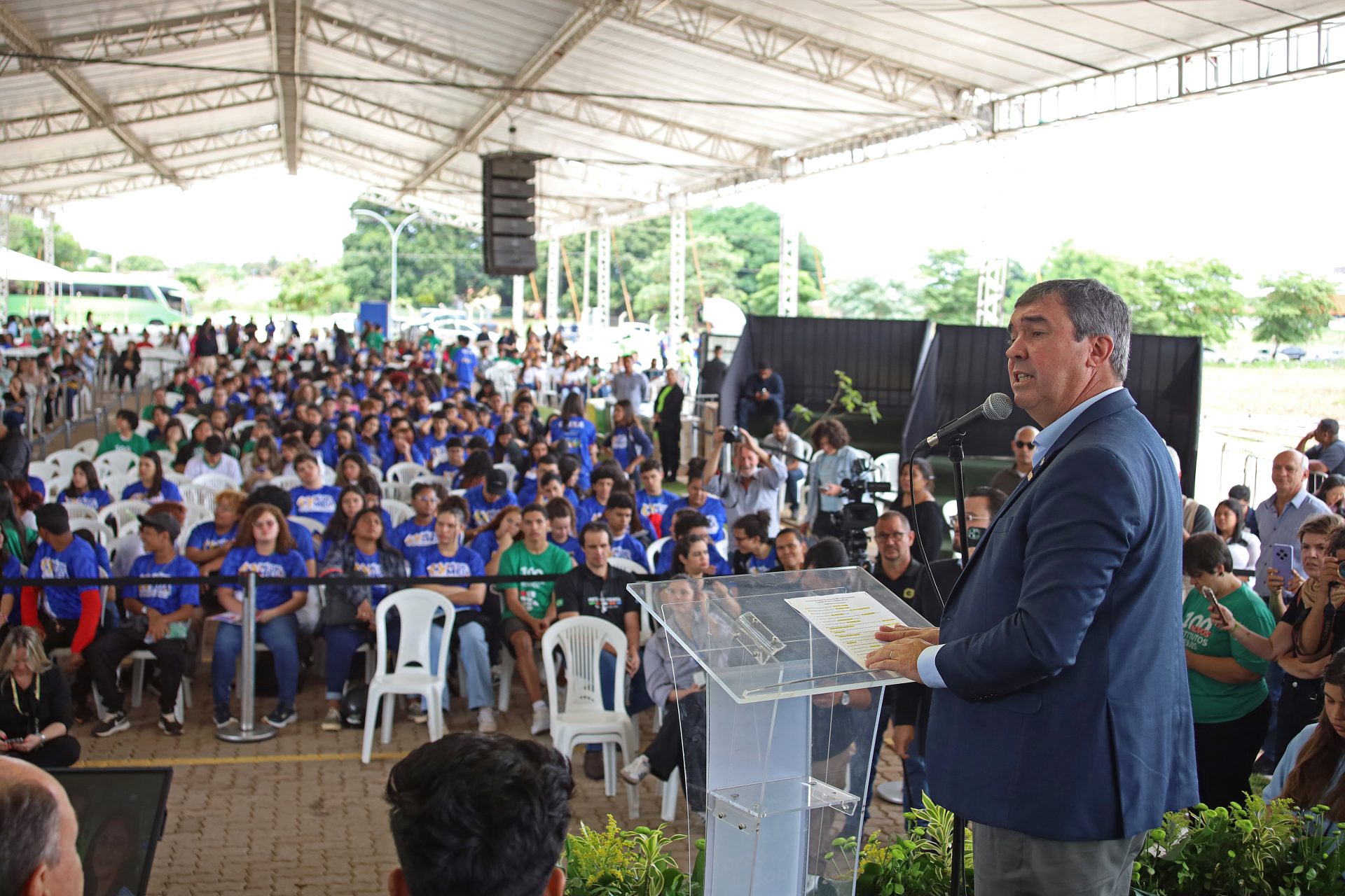 Pronunciamento do Governador de MS, Eduardo Riedel, durante evento realizado no IFMS - Foto: Álvaro Rezende