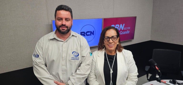 Matheus Pirolo, gerente da Vigilância Sanitária e Vera Lúcia Borges, da Divisão de Controle do Tabagismo/Inca | Foto: LSSCom/CBN-CG