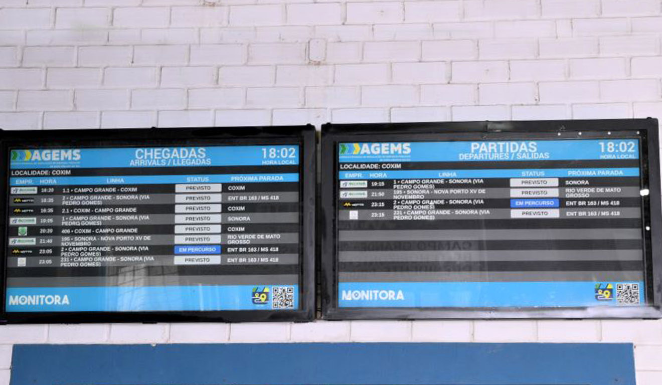 Aparelhos instalados no terminal rodoviário de Coxim