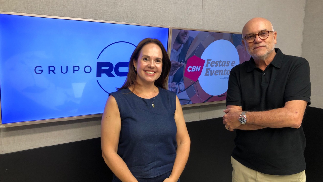 Silvia Raupp no estúdio da rádio CBN Campo Grande com José Marques