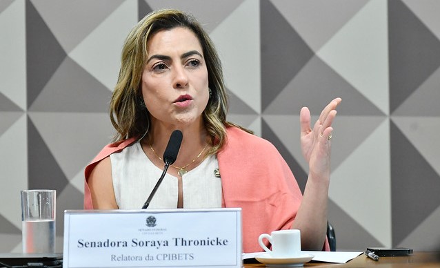 Soraya Thronicke na primeira  reunião da CPI das Bets no Senado