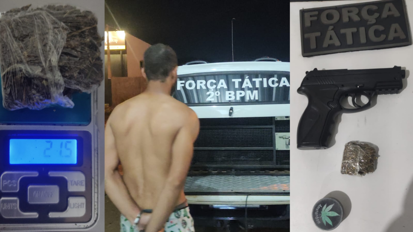 Usando arma falsa e com maconha homem enfrenta Força Tática e é preso no Alvorada