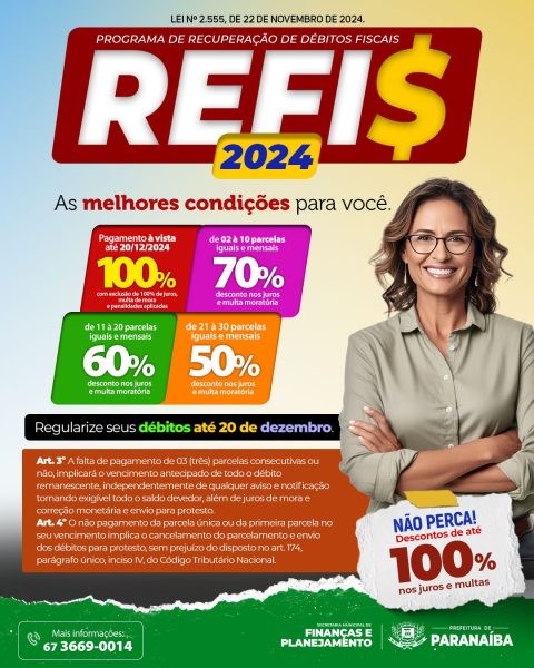 Prazo do REFIS 2024 é prorrogado até 20 de dezembro