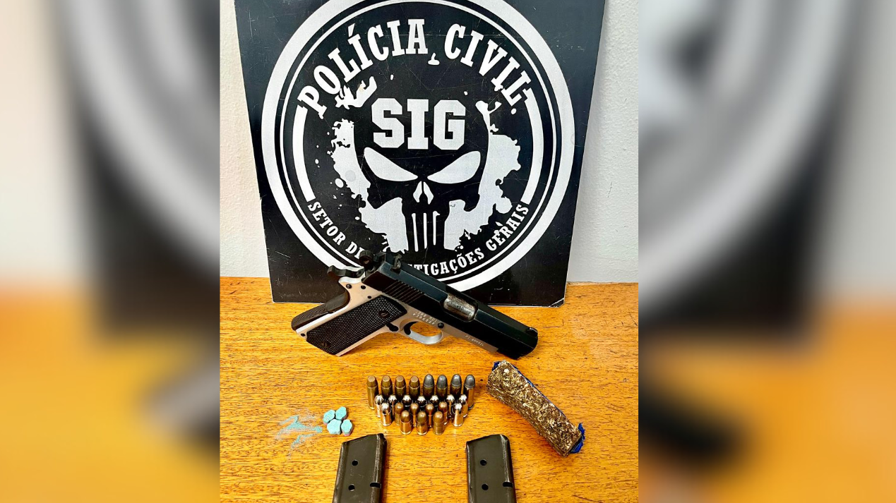 Homem de 27 anos é preso em flagrante com arma e drogas em Três Lagoas | Divulgação / Polícia Civil