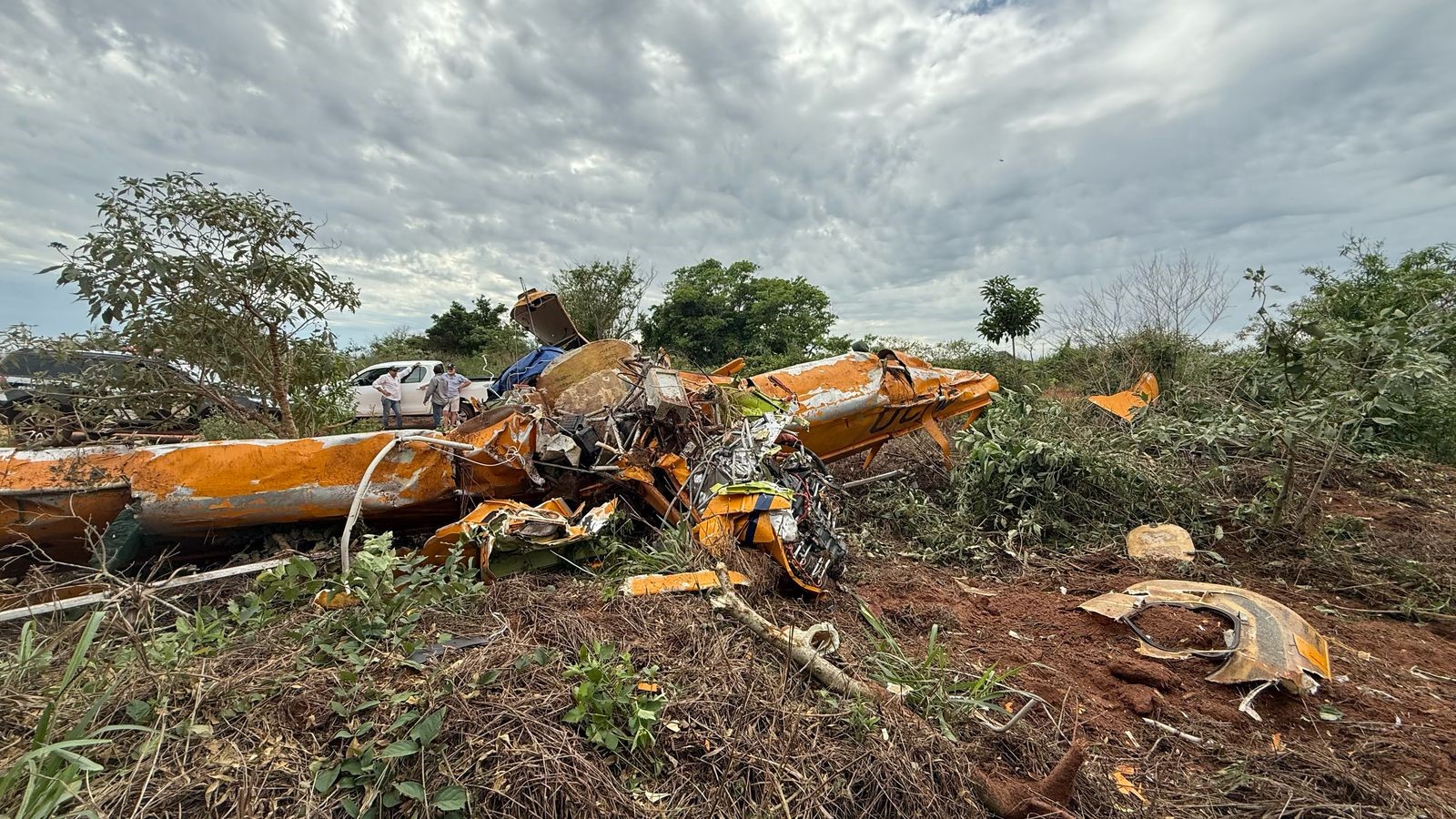 Destroços da aeronave em Iguatemi | Foto: Reprodução/ PCMS