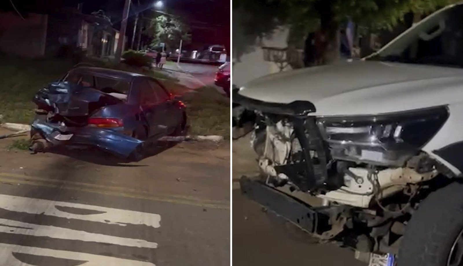 Carro de passeio foi o primeiro a ser atingido pela camionete desgovernada | Fotos: Reprodução/NovaLimaNews