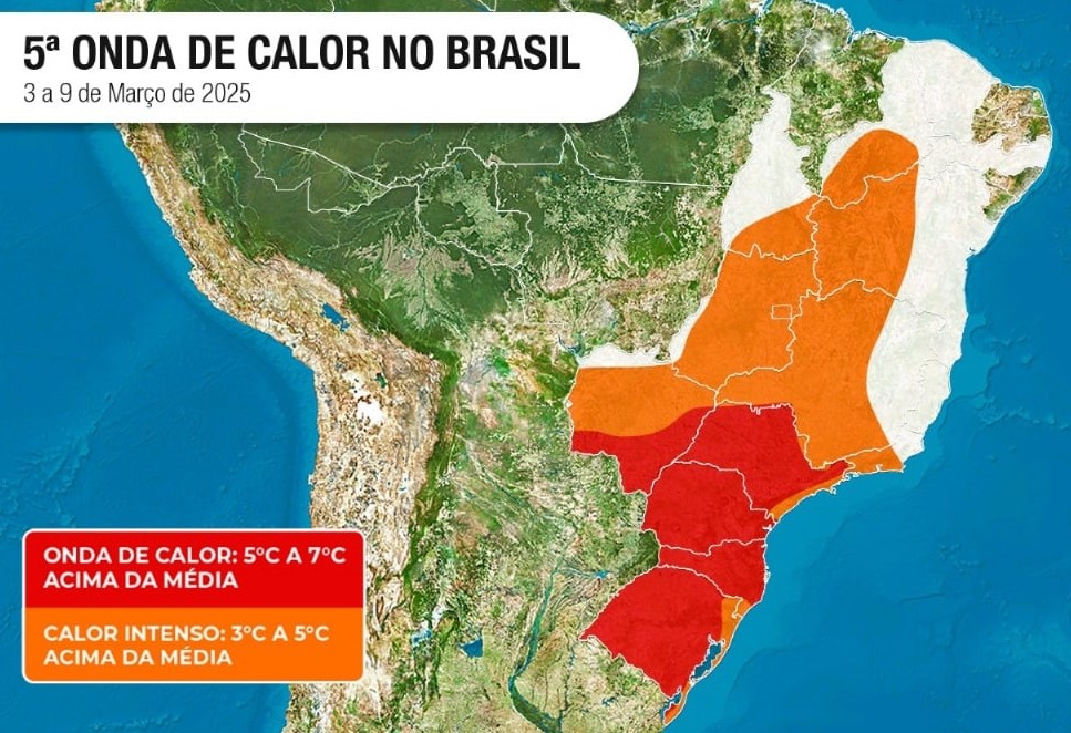 Mato Grosso do Sul é atingido por duas faixas de variação de temperatura até dia 9 de março - Foto: Reprodução Climatempo