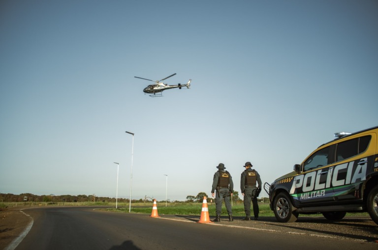 Helicóptero e forças especializadas foram mobilizados durante a operação - Foto: Divulgação/PoMMS