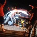 Colisão entre carro e caminhão deixa motorista preso nas ferragens