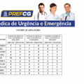 Escala médica divulgada pela Prefeitura de Campo Grande. Foto: Reprodução/PMCG