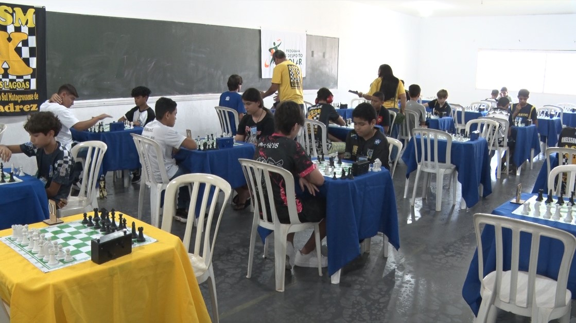 Uma seletiva de xadrez realizada em Três Lagoas definiu os atletas de 12 e 14 anos que irão representar o município em um torneio em Campo Grande. Foto: Reprodução/TVC HD