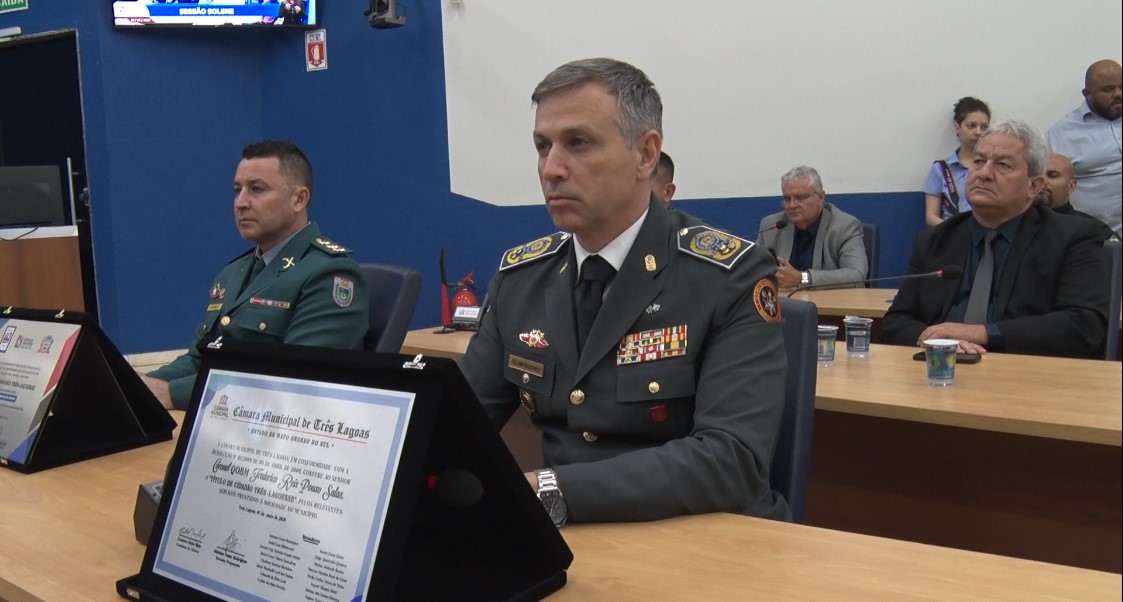 O Secretário de Estado de Justiça e Segurança Pública de Mato Grosso do Sul, Antônio Carlos Videira, esteve em Três Lagoas na última semana, onde recebeu o título de cidadão três-lagoense da Câmara Municipal. Foto: Reprodução/TVC HD