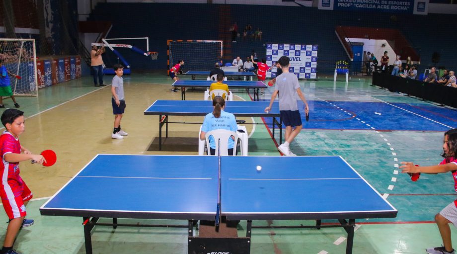 A disputas do Tênis de Mesa, categoria mirim (Sub-14), nos Jogos Escolares Três-lagoenses (JETs) foi realizada no Ginásio Municipal “Cacilda Acre Rocha”, na quinta-feira (15). Foto: Divulgação/Prefeitura de Três Lagoas