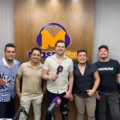 Léo Prado, Marcelo Veloso, Patrick Heder,  Deivid Kavalari e Jaime Serejo nos estúdios da Massa FM CG - Foto: Fernando de Carvalho/Portal RCN67
