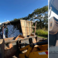 Motorista de carreta dirigia dirigia com garrafa de cachaça ao lado do volante