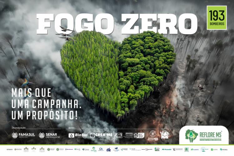 Campanha Fogo Zero reforça prevenção a incêndios florestais em MS - Foto: Divulgação/Famasul Campanha Fogo Zero reforça prevenção a incêndios florestais em MS - Foto: Divulgação/Famasul