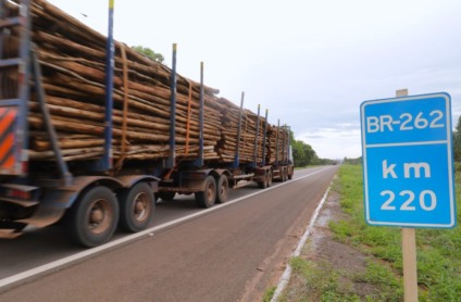 Trecho da BR-262 que faz parte da Rota da Celulose - Foto: Reprodução/Governo de MS
