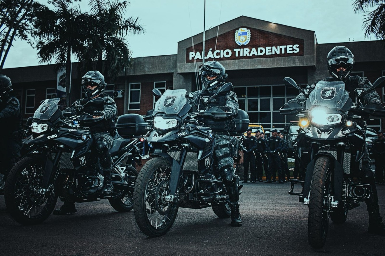 Pelotão  atua com motocicletas em ações de alto risco e áreas de difícil acesso - Foto: Divulgação/Batalhão de Choque