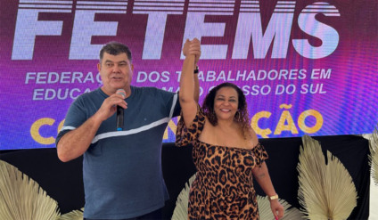 Deumeires Morais e o ex-presidente da Fetems , Jaime Teixeira