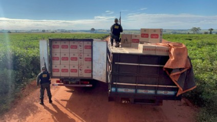 Caminhões foram abandonados por suspeitos após perseguição policial - Foto: Divulgação/DOF