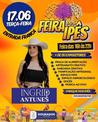 Edição da Feira dos Ipês desta terça terá cantora Ingrid Antunes