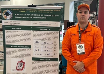 Tenente-médico Rodolfo Xaubet durante o seminário - Foto: Divulgação/CBMMS