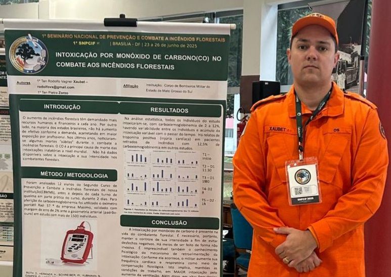 Tenente-médico Rodolfo Xaubet durante o seminário - Foto: Divulgação/CBMMS