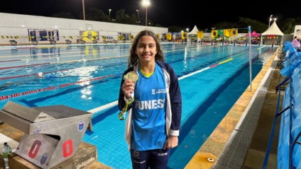 Carolina Morcelli Brandão, de 12 anos, conquistou quatro medalhas de ouro - Foto: Arquivo Pessoal