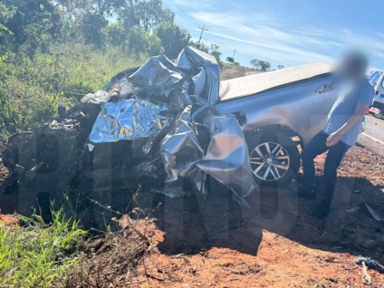 Motorista morre em acidente entre caminhão e picape na MS-112