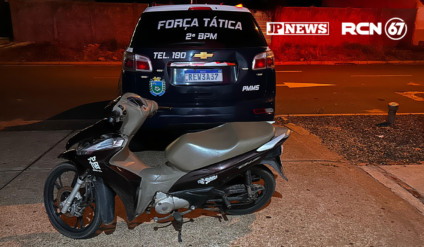 Moto furtada é abandonada no bairro Nova Três Lagoas e recuperada pela Força Tática