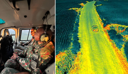 Fiscalização aérea e imagem de câmera termal, para visão noturna