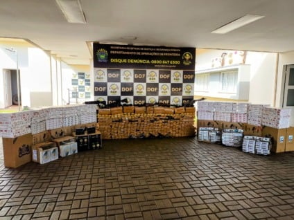 Os materiais apreendidos e os veículos foram avaliados em aproximadamente R$ 1,4 milhão. Tudo foi encaminhado, juntamente com os autores, à Defron em Dourados. (Divulgação/DOF)