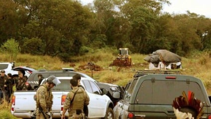 Desocupação de fazenda pleiteada para a Terra Indígena Apyka’i ocorreu em 2016 - Foto: Arquivo/ Instituto Socioambiental