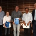 Legenda da imagem: Governador Eduardo Riedel e senadores Nelsinho Trad e Tereza Cristina alinham resposta ao tarifaço dos EUA