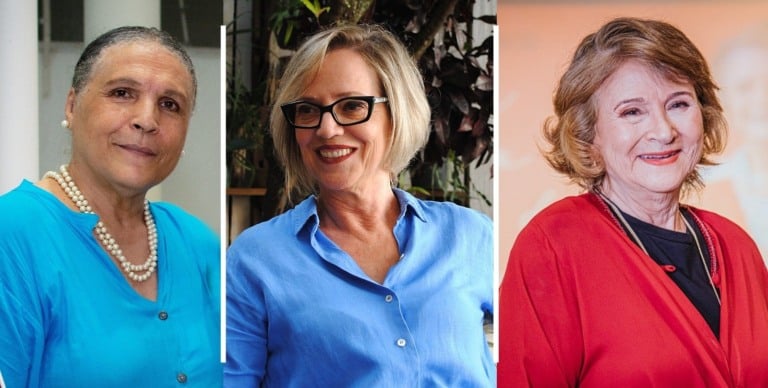 Acadêmicas Lenilde Ramos, Maria Adélia Menegazzo e Sylvia Cesco - Foto: Reprodução/ ASL