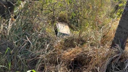 A Polícia Civil foi acionada para o local. Os trabalhadores foram encontrados mortos no mesmo local da queda do veículo. (Foto: Reprodução Deodápolis News)