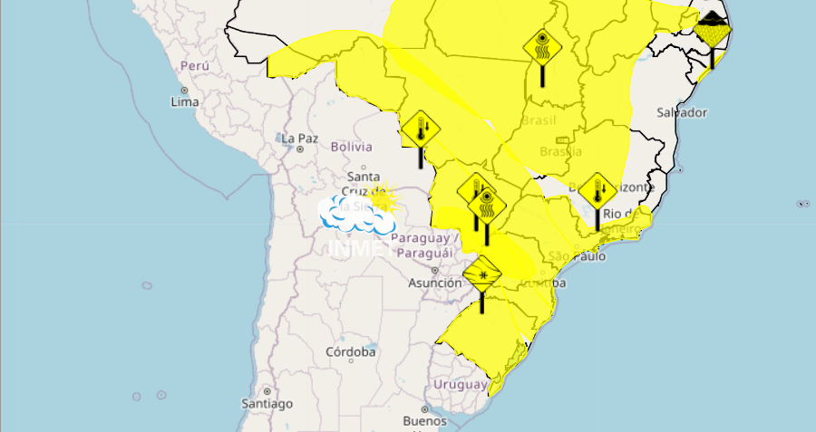 A indicação é manter a atenção com a hidratação, bebendo bastante líquido. (Foto: Reprodução Inmet)