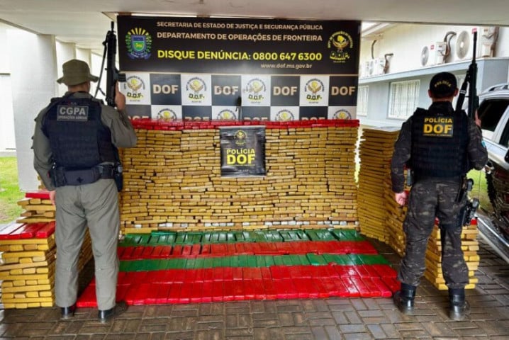 Policiais apreenderam 2,2 toneladas de drogas. A carga foi avaliada em R$ 4,4 milhões. (Divulgação/DOF)