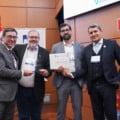 Equipe do MS+Ciência recebendo prêmio nacional em São Paulo