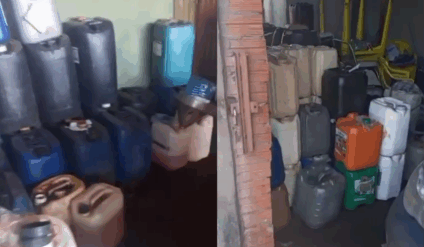 Mais de 6 mil litros de combustíveis foram encontrados no local - Reprodução/PCMS