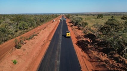 Trecho em obras da rodovia MS-338, que ligará Camapuã a Ribas do Rio Pardo