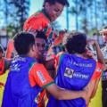 Jogadores do Naviraiense comemoram gol na vitória sobre o Náurico no Estádio Virotão - Foto: Reprodução/ Anderson Menezes