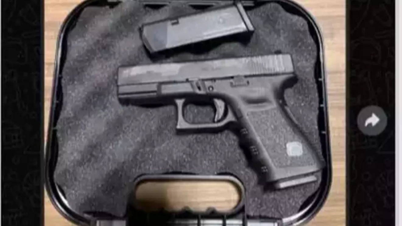 Glock sendo anunciada por R$ 85 em grupo de WhatsApp - Foto: Divulgação/PF-MS