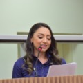 Priscila Guimarães, criadora do aplicativo Be Safe Mulher, em discurso na Câmara de Paranaíba - Foto/Luiz Carlos