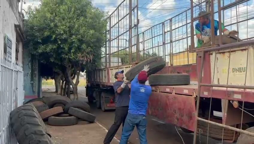 Pneus serão reaproveitados em uma fábrica de cimento, em Brasília (Foto: Nestor Júnior/Cultura FM)