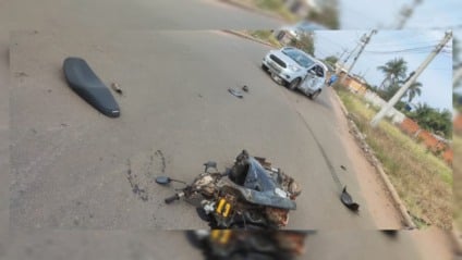 Motociclista fica ferido em colisão com automóvel no Jardim Alvorada
