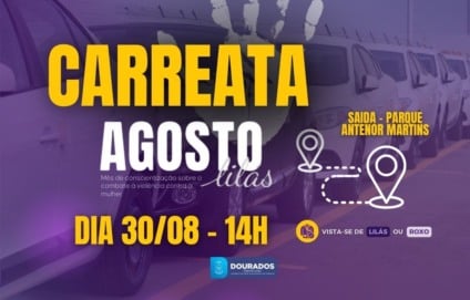 Acontece neste sábado (31), a partir das 14h, a carreata de encerramento da campanha Agosto Lilás.  (Divulgação)
